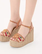 Valentino Vlogo Signature Cherryfic Pattern Wedge Sandal 120Mm - Image 7